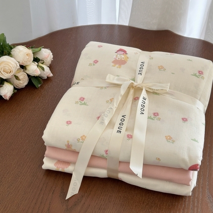 91家纺网 家纺一手货源 找家纺 （总）黛馨 2025新款A类小清新双层纱四件套（实拍）