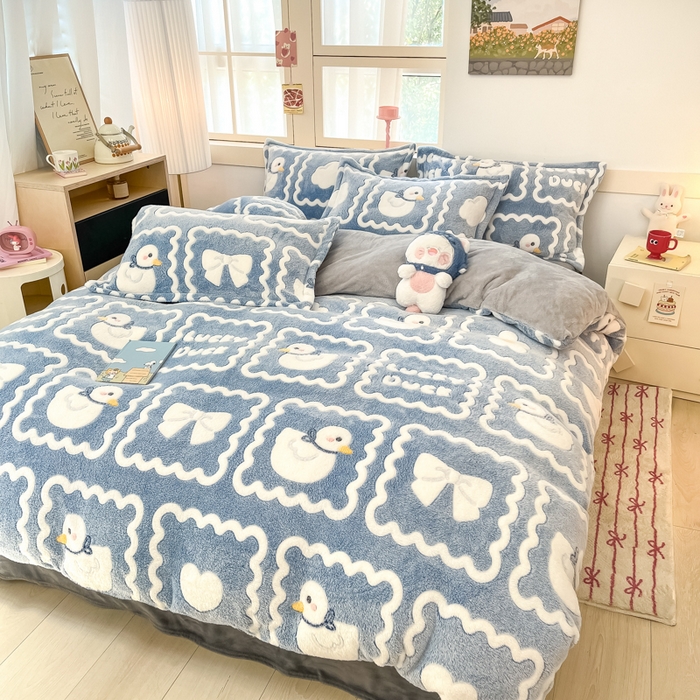 91家纺网 家纺一手货源 找家纺 川悦生活 2024新款雪花绒印花单被套系列-自然光 快乐鸭鸭