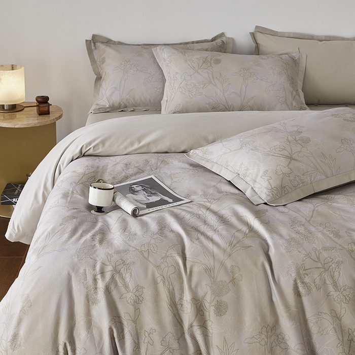 91家纺网 家纺一手货源 找家纺 千朵森 2024新款全棉拼角磨毛四件套-风格二 叶叶相思