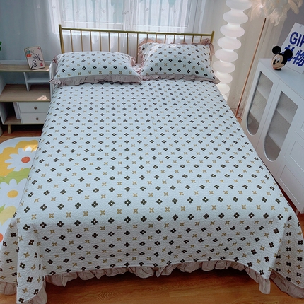 91家纺网 家纺一手货源 找家纺 （总）暖居 2024新款50棉50天丝防滑不跑床夹棉床单四季通用床盖三件套