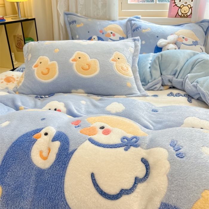 91家纺网 家纺一手货源 找家纺 川悦生活 2024新款雪花绒印花单被套系列-夜景 哒哒鸭丫