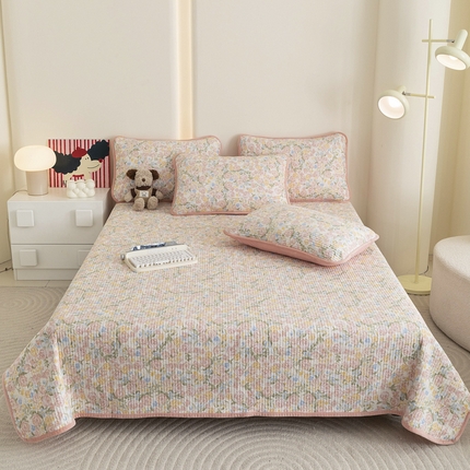 茉夕 2024跑量款暖绒纯棉印花水洗床盖 暖绒-至美(粉)
