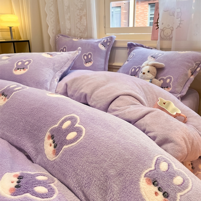 91家纺网 家纺一手货源 找家纺 川悦生活 2024新款雪花绒印花单被套系列-夜景 妮娜兔