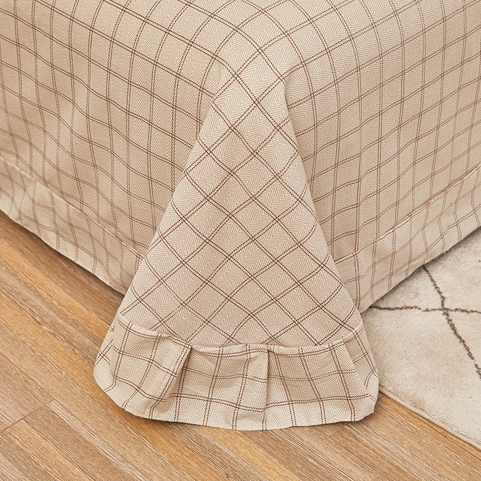 91家纺网 家纺一手货源 找家纺 雲归梦 2024新款全棉多规格加厚磨毛多规格单品--单床单 单床单-风景梦格-棕