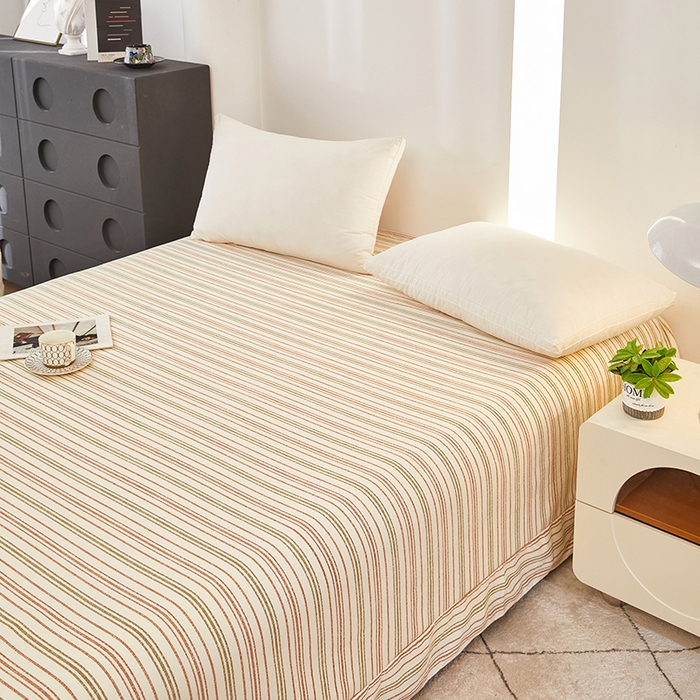 91家纺网 家纺一手货源 找家纺 雲归梦 2024新款全棉多规格加厚磨毛多规格单品--单床单 单床单-时尚条-棕