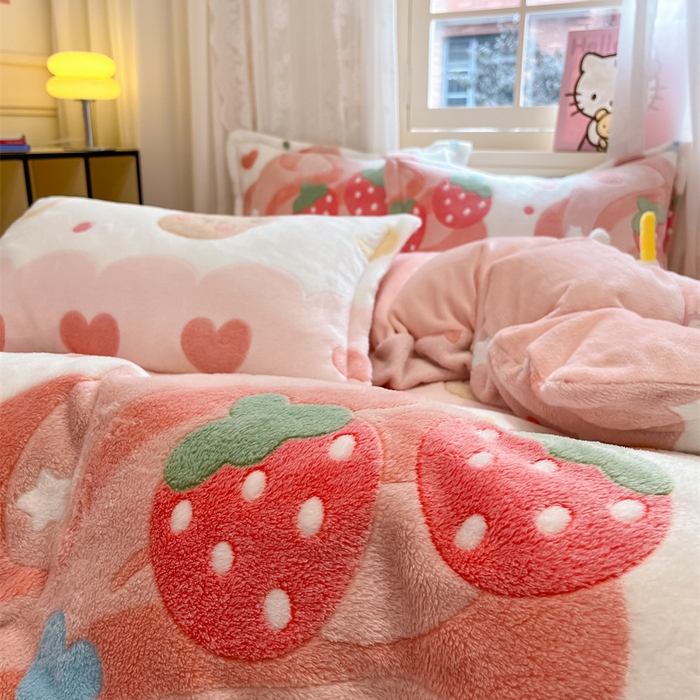 91家纺网 家纺一手货源 找家纺 川悦生活 2024新款雪花绒印花单被套系列-夜景 冰激凌小熊