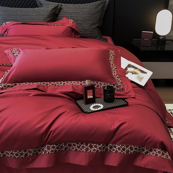 91家纺网 家纺一手货源 找家纺 （总）若未家居 LOVEWE HOUSE 2025新款高工艺贡缎长绒棉全棉镂空床盖款四件套-奥黛尔