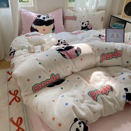 91家纺网 家纺一手货源 找家纺 （总）2024新款INS混搭版卡通牛奶绒四件套