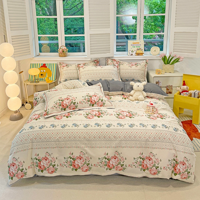 91家纺网 家纺一手货源 找家纺 2024直播爆款全棉磨毛喷气印花加厚保暖四件套（一字绣） 全棉磨毛-法式庄园