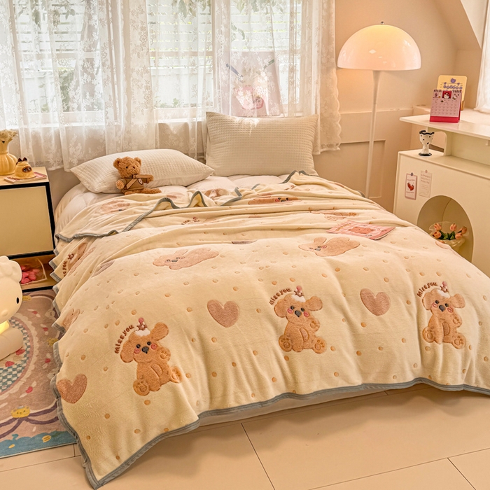 91家纺网 家纺一手货源 找家纺 慕尚家纺 2025新款高克重加厚雪花绒毛毯毯子 辛巴狗