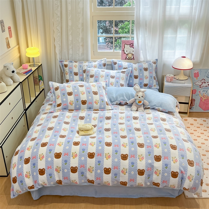 91家纺网 家纺一手货源 找家纺 川悦生活 2024新款雪花绒印花单被套系列-夜景 小熊花园