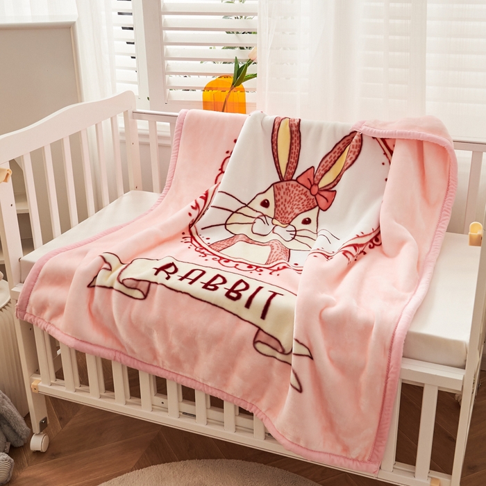 91家纺网 家纺一手货源 找家纺 凯轩毛毛毯毯子网销专供 2024新款舒适亲肤加大加厚儿童云毛毯毯子 兔娃