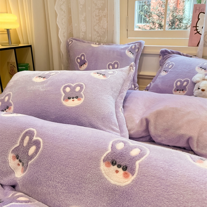 91家纺网 家纺一手货源 找家纺 川悦生活 2024新款雪花绒印花单被套系列-夜景 妮娜兔