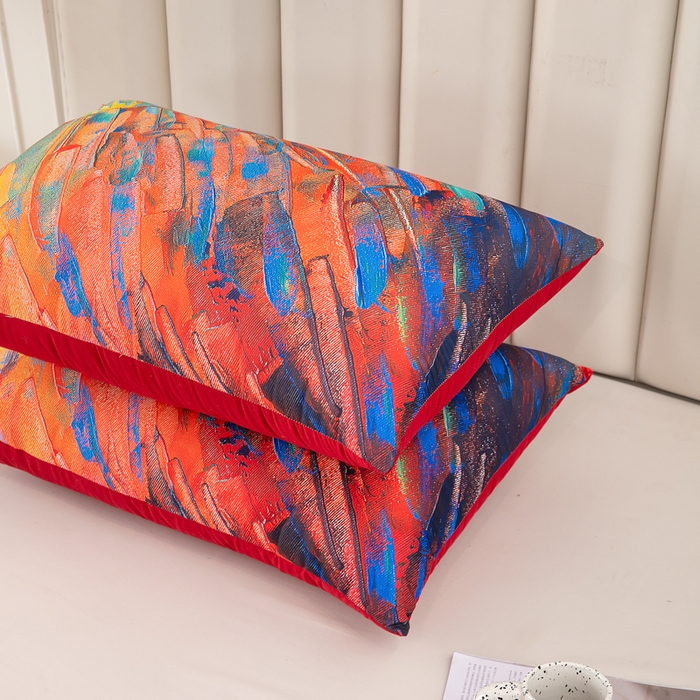 91家纺网 家纺一手货源 找家纺 璐维斯家纺 2025款 现货压缩发货 外贸跨境数码印花大版枕头枕芯temu shein 亚马逊 油彩画50*70cm/只