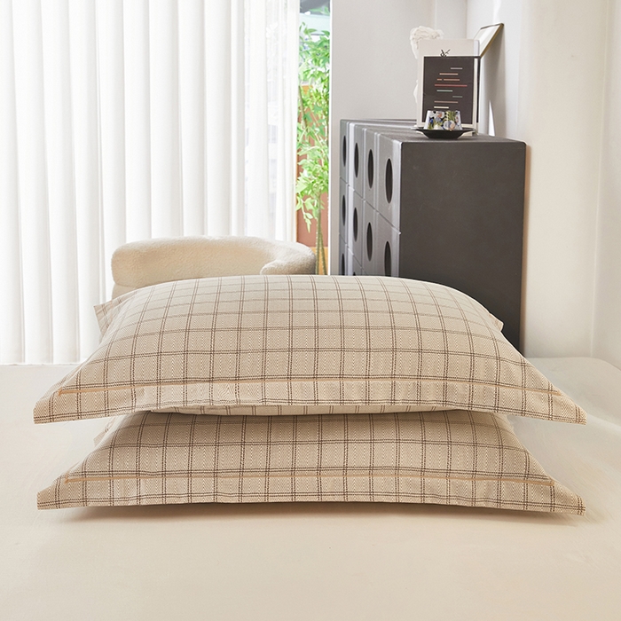 91家纺网 家纺一手货源 找家纺 雲归梦 2024新款全棉多规格加厚磨毛多规格单品--单枕套 单枕套-风景梦格-棕