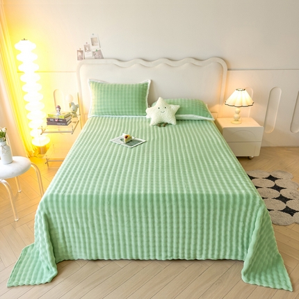 91家纺网 家纺一手货源 找家纺 （总）湘之帛 2024新款纯色牛奶绒泡泡床单三件套