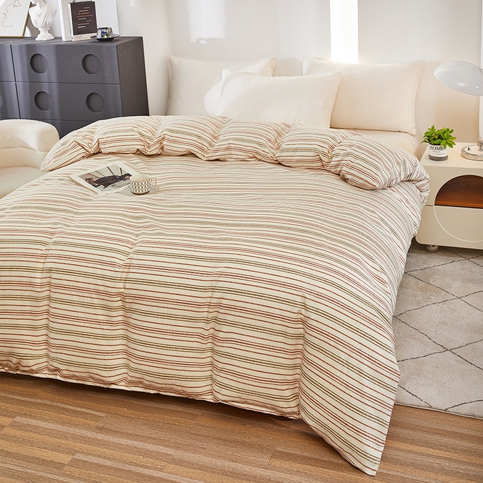 91家纺网 家纺一手货源 找家纺 雲归梦 2024新款全棉多规格加厚磨毛多规格单品--单被套 单被套-时尚条-棕