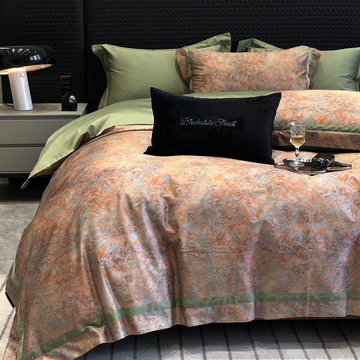 91家纺网 家纺一手货源 找家纺 （总）2024新款高支数码印花四件套-梵叶