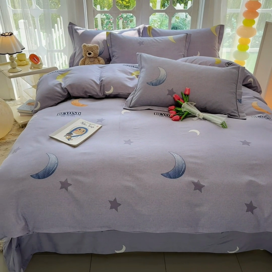 91家纺网 家纺一手货源 找家纺 家贝爱 2024新款纯棉加厚生态磨毛四件套 星月神话