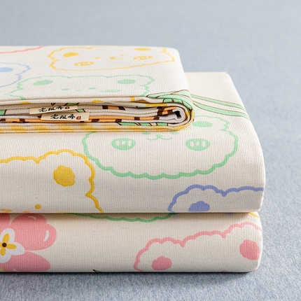 91家纺网 家纺一手货源 找家纺 （总）2025新款老粗布卡通花卉床单系列-床单+枕套