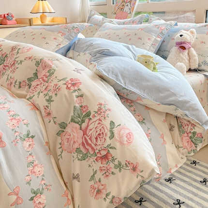 铭成家纺 2024新款新疆棉喷气印花小清新系列单被套 觅境花园