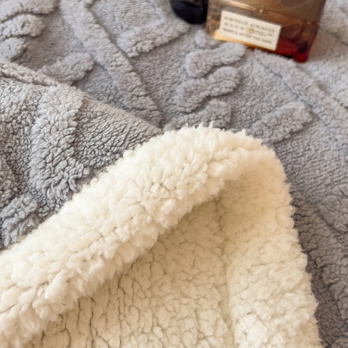 91家纺网 家纺一手货源 找家纺 希廷顿 2024新款高克重双层加厚塔芙绒毛毯 麻花-绅士灰