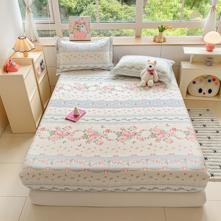 91家纺网 家纺一手货源 找家纺 （总）铭成家纺 2024新款新疆棉喷气印花小清新系列单床笠