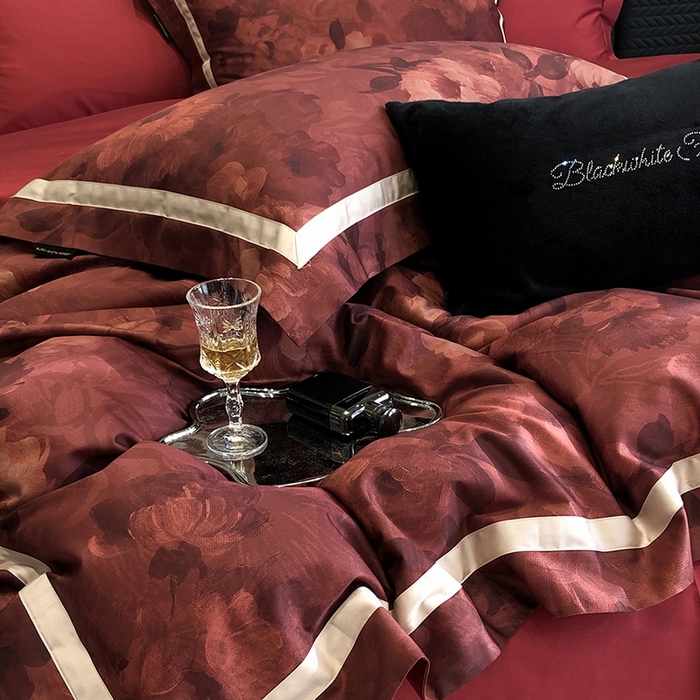 91家纺网 家纺一手货源 找家纺 2024新款高支数码印花四件套 花屿