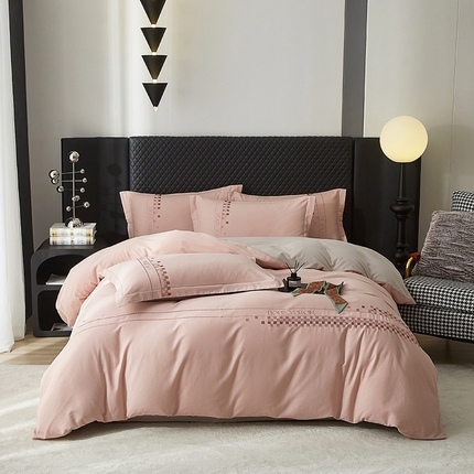 金纱玉纺家纺 2024新款百分之百全棉新款轻奢刺绣四件套沉漫星空-粉玉