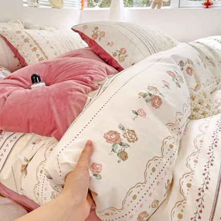 91家纺网 家纺一手货源 找家纺 盛馨家纺 2024秋冬棉加绒13372全棉宝宝绒牛奶绒床单床笠保暖绒四件套 暖阳