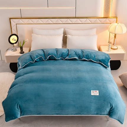 91家纺网 家纺一手货源 找家纺 （总）绒品荟家纺 2025新款直播热款高克重8.5斤牛奶绒法莱绒水晶金貂法莱绒纯色四件套系列--纯色单被套