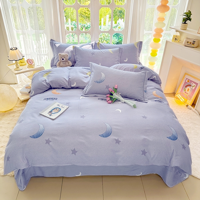 91家纺网 家纺一手货源 找家纺 家贝爱 2024新款纯棉加厚生态磨毛四件套 星月神话