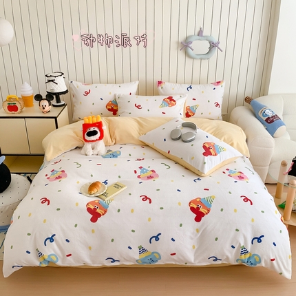 91家纺网 家纺一手货源 找家纺 （总）顾里家纺 2024新款加厚牛奶绒ins奶油治愈系少女心保暖四件套