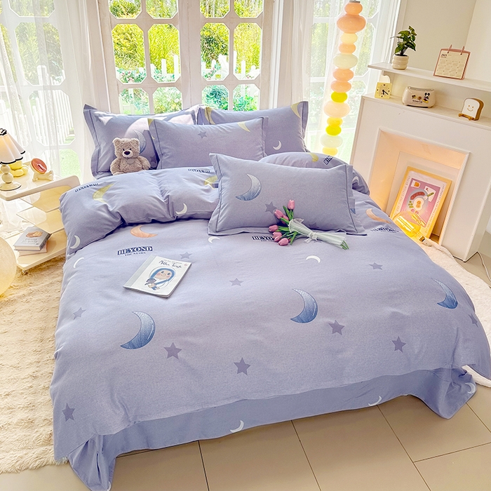 91家纺网 家纺一手货源 找家纺 家贝爱 2024新款纯棉加厚生态磨毛四件套 星月神话