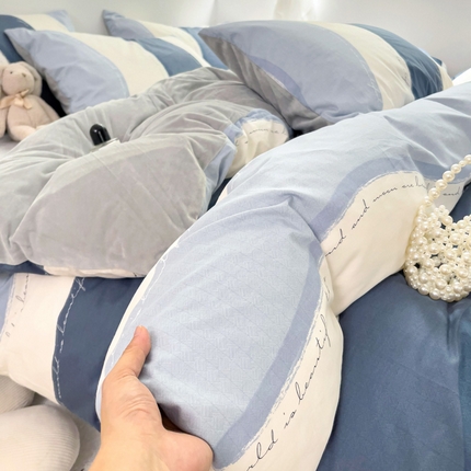 盛馨家纺 2024秋冬棉加绒13372全棉宝宝绒牛奶绒床单床笠保暖绒四件套 简约时光