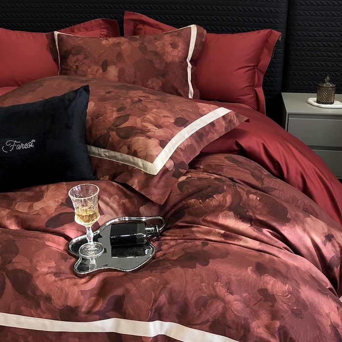 91家纺网 家纺一手货源 找家纺 2024新款高支数码印花四件套 花屿