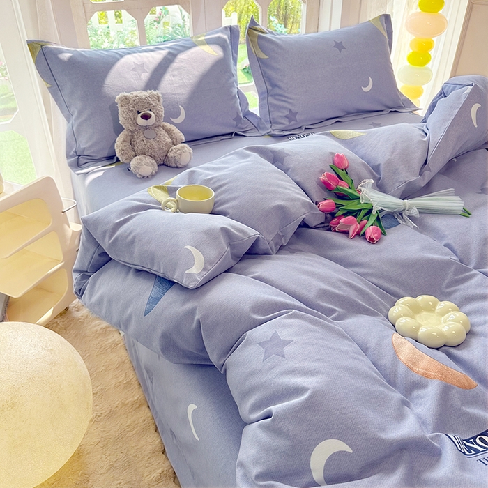 91家纺网 家纺一手货源 找家纺 家贝爱 2024新款纯棉加厚生态磨毛四件套 星月神话