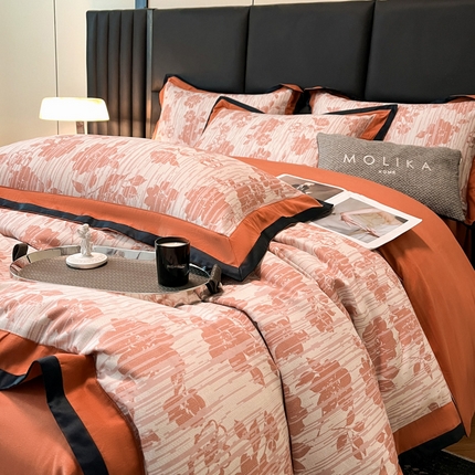 91家纺网 家纺一手货源 找家纺 （总）博纳家纺 2024新款全棉磨毛四件套纯棉磨毛数码印花双色拼角四件套（提供买家秀）