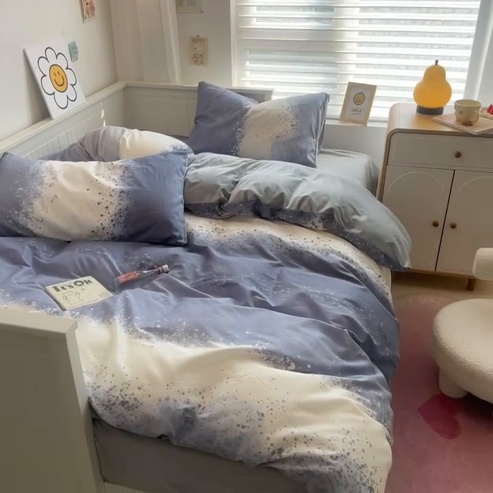 91家纺网 家纺一手货源 找家纺 盛馨家纺 2024秋冬棉加绒13372全棉宝宝绒牛奶绒床单床笠保暖绒四件套 幻境灰