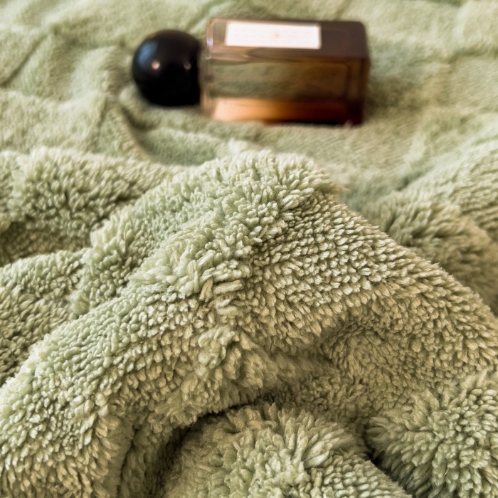 91家纺网 家纺一手货源 找家纺 希廷顿 2024新款高克重双层加厚塔芙绒毛毯 方格-抹茶绿