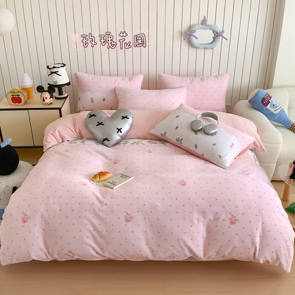 91家纺网 家纺一手货源 找家纺 （总）顾里家纺 2024新款加厚牛奶绒ins奶油治愈系少女心保暖四件套