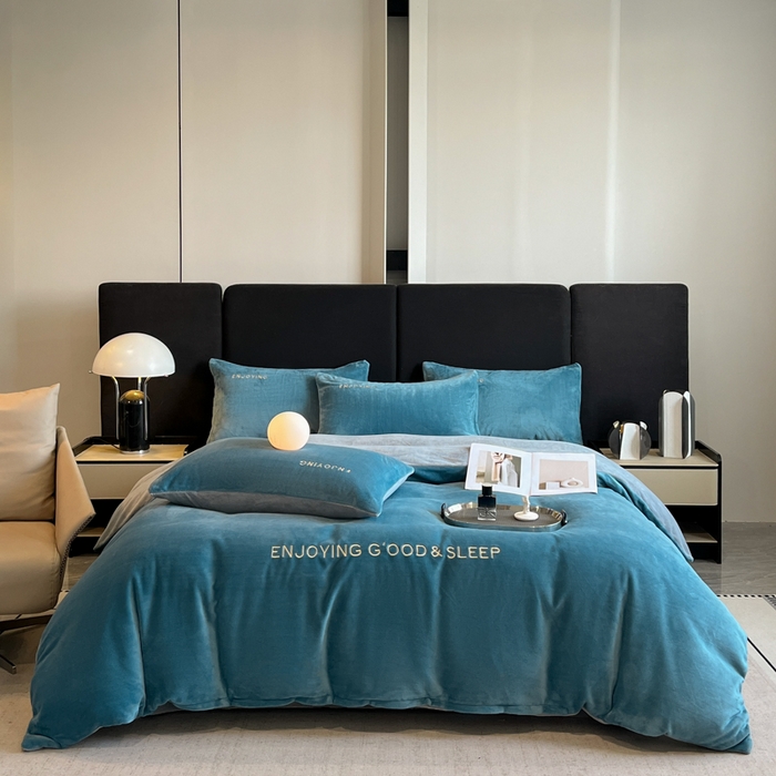 91家纺网 家纺一手货源 找家纺 （总）澳梵家居 2024新款牛奶绒刺绣四件套--【山岚系列】