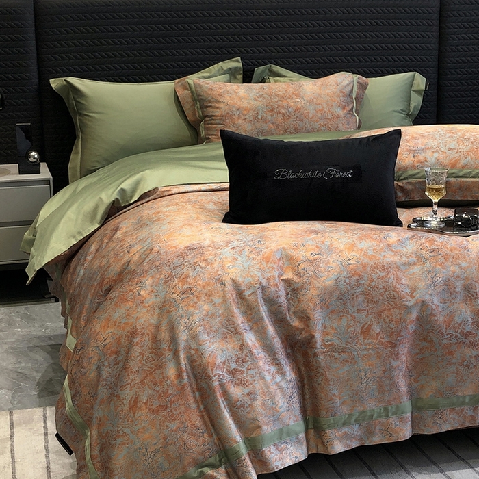 91家纺网 家纺一手货源 找家纺 （总）2024新款高支数码印花四件套-梵叶