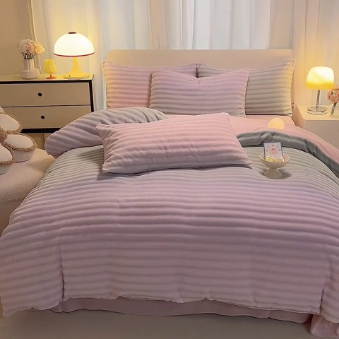 91家纺网 家纺一手货源 找家纺 大麦家纺 2024新款牛奶绒渐变泡泡四件套 渐变-绿茵