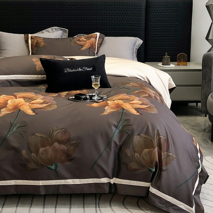 91家纺网 家纺一手货源 找家纺 2024新款高支数码印花四件套 星辰