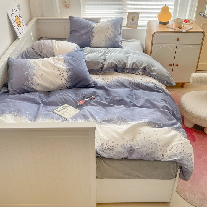 91家纺网 家纺一手货源 找家纺 盛馨家纺 2024秋冬棉加绒13372全棉宝宝绒牛奶绒床单床笠保暖绒四件套 幻境灰