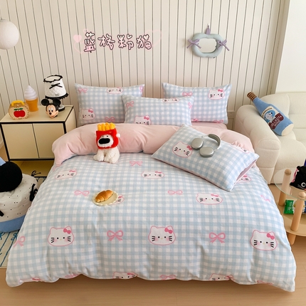 91家纺网 家纺一手货源 找家纺 （总）顾里家纺 2024新款加厚牛奶绒ins奶油治愈系少女心保暖四件套