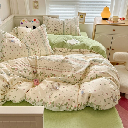 （总）盛馨家纺 2024秋冬棉加绒13372全棉宝宝绒牛奶绒床单床笠保暖绒四件套