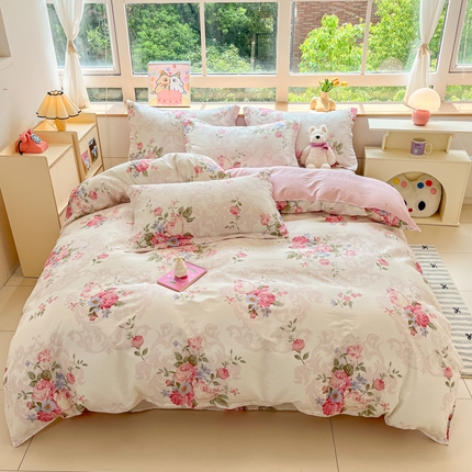 91家纺网 家纺一手货源 找家纺 （总）铭成家纺 2024新款新疆棉喷气印花小清新系列四件套