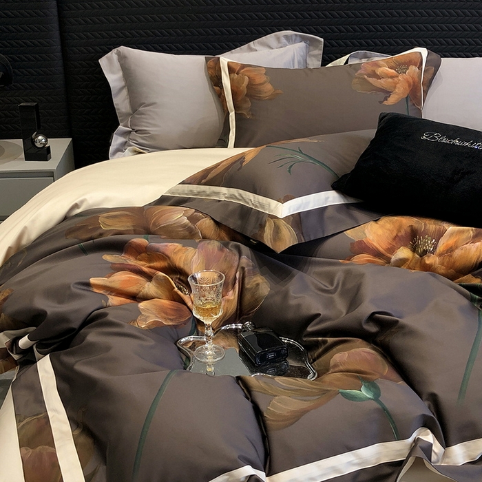 91家纺网 家纺一手货源 找家纺 2024新款高支数码印花四件套 星辰